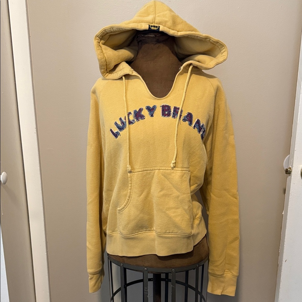 Lucky Brand Mustard Hoodie with Embroidered Logo